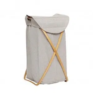 Hübsch vasketøjskurve Ease Stof og bambus grå