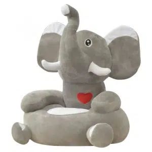 børnestol i plys grå elefant
