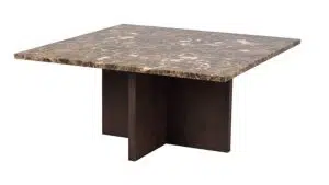 Brooksville firkantet sofabord – brun marmor/brun stel