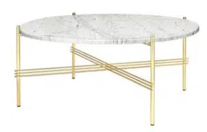 Gubi TS Coffee Table - Large Dia.80cm. - Hvid Marmor Messing Stel