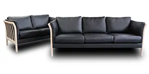 Skalma Asmara sofasæt - 2 + 3 pers. - Sæbebehandlet bøg m. sort læder