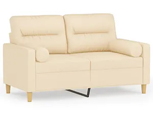 vidaXL 2-personers sofa med puder og hynder 120 cm stof cremefarvet